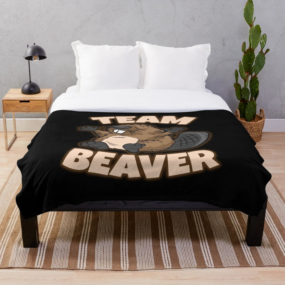 Plush beaver themed blanket for animal lovers