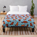 Beaver-themed plush blanket with cartoon patterns
