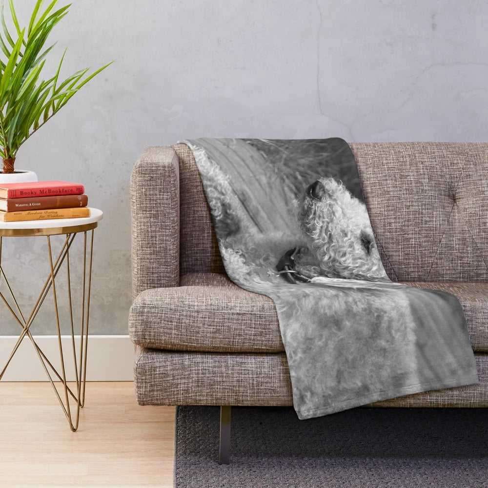 Soft and cuddly Bedlington Terrier plush blanket