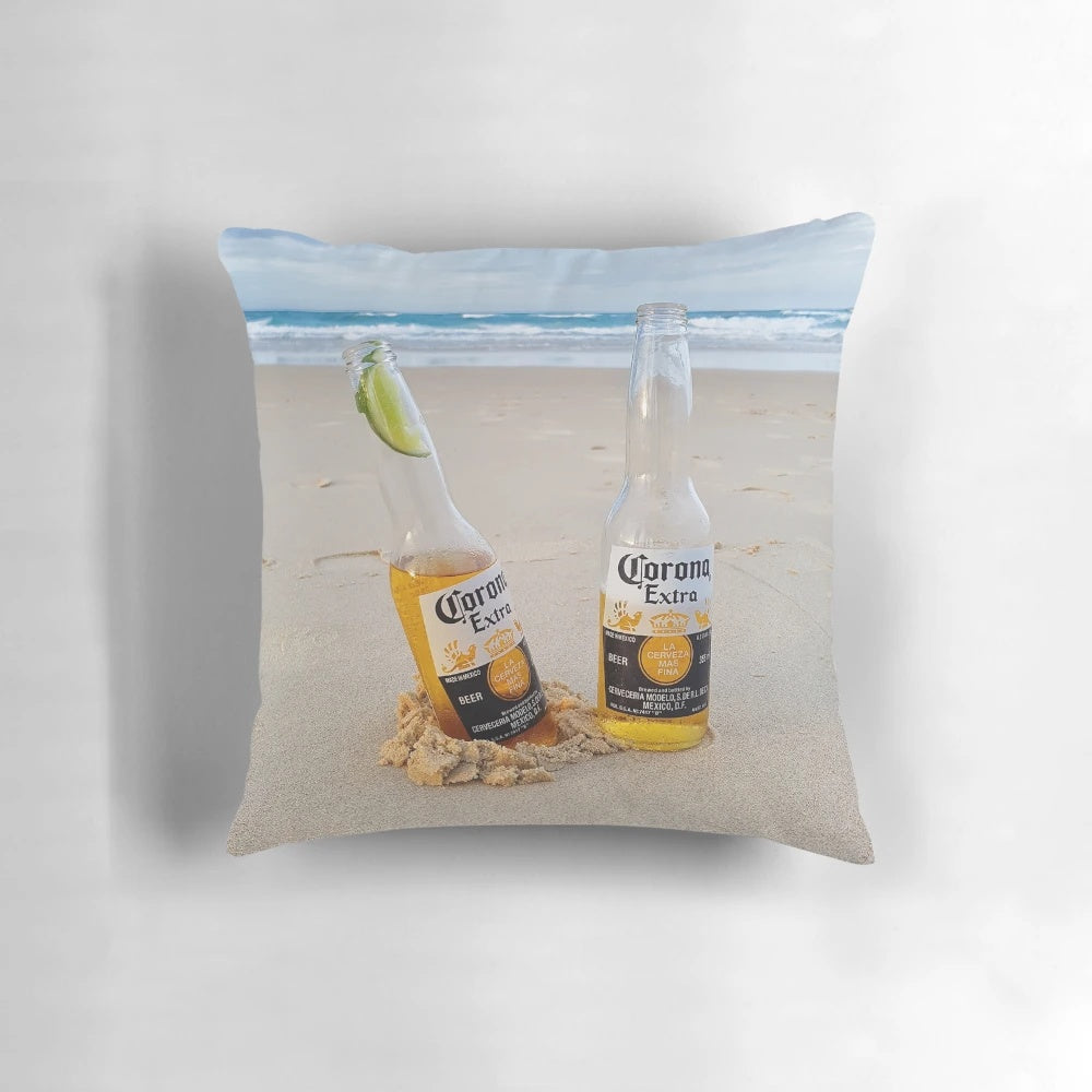 Comfortable beer-themed pillow for beach and coastal decor