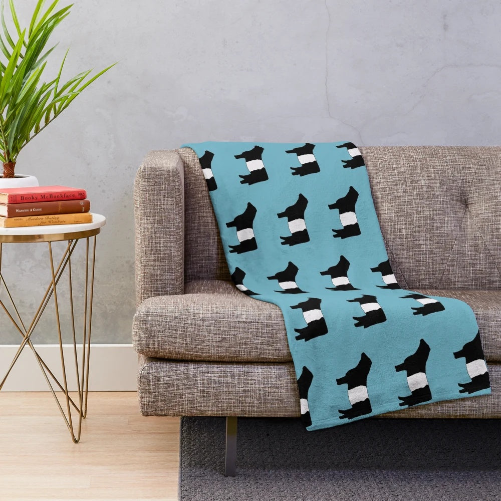 Belted Galloway cow plush blanket