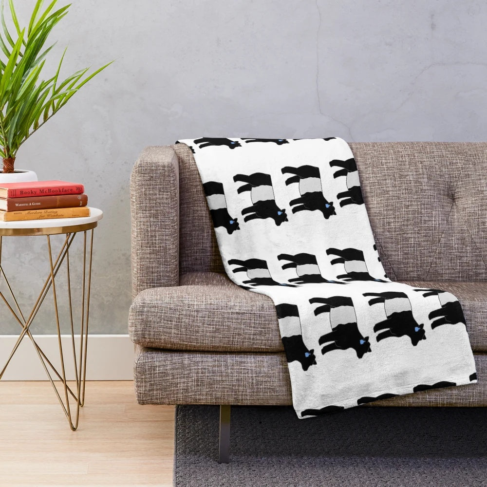 Soft plush blanket featuring a belted galloway heifer