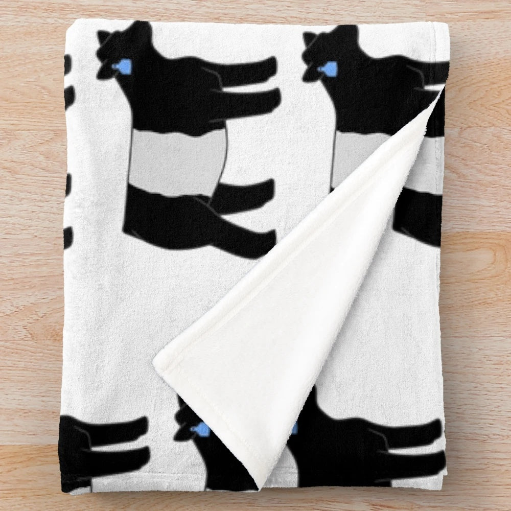 Soft plush blanket featuring a belted galloway heifer