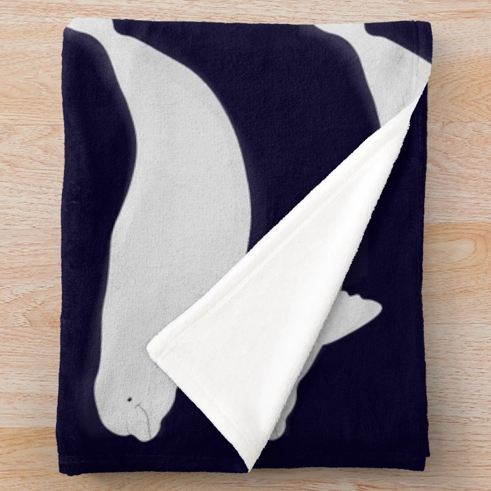 Beluga plush blanket with marine life design