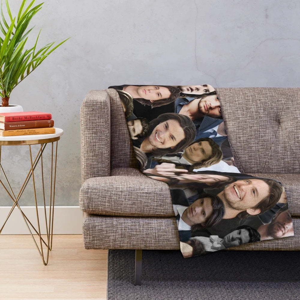 Ben Barnes collage plush blanket featuring the actor in various roles