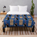 Soft, blue plush blanket featuring a Bernese mountain dog