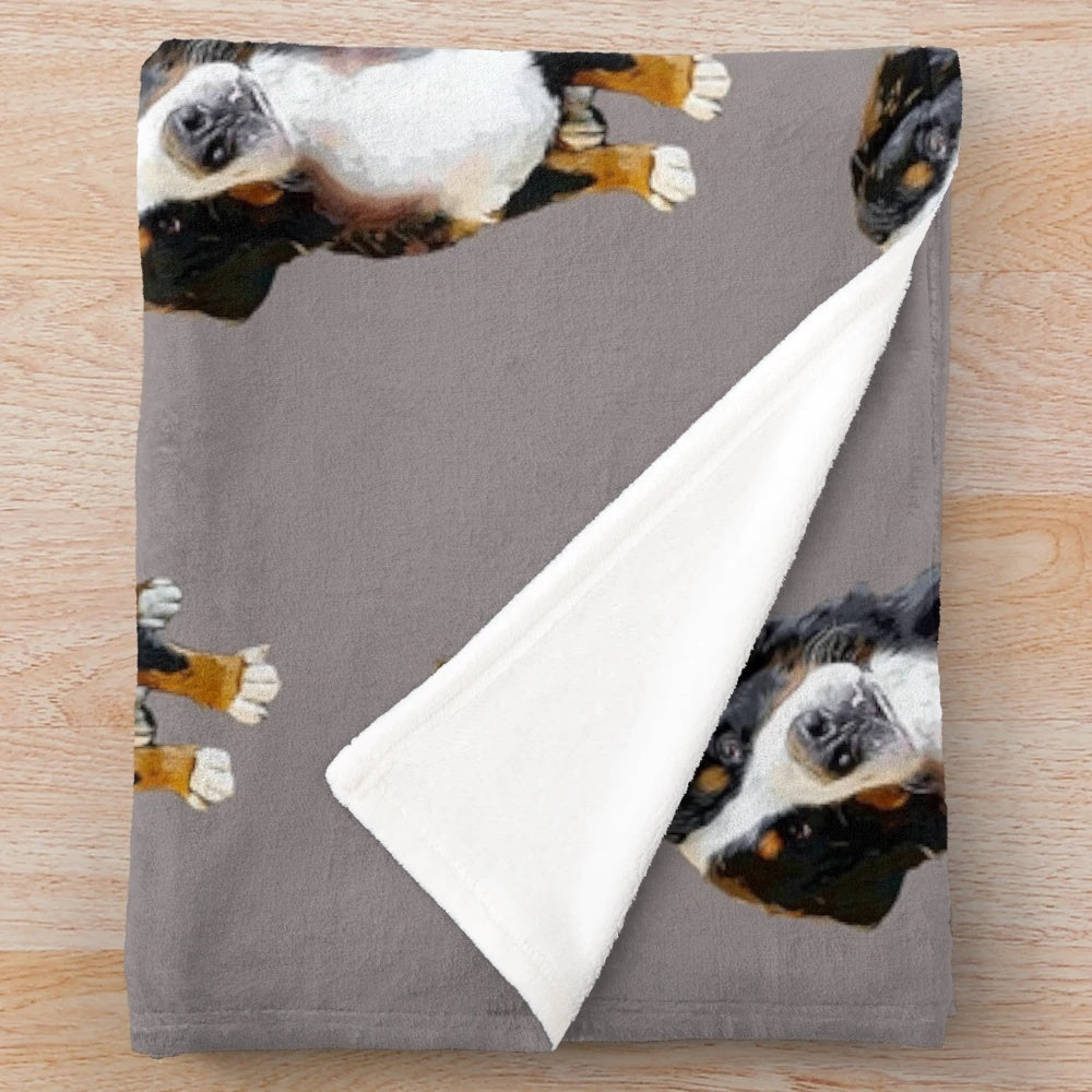 Bernese Mountain Dog Plush Blanket with Cute Head Tilt Design