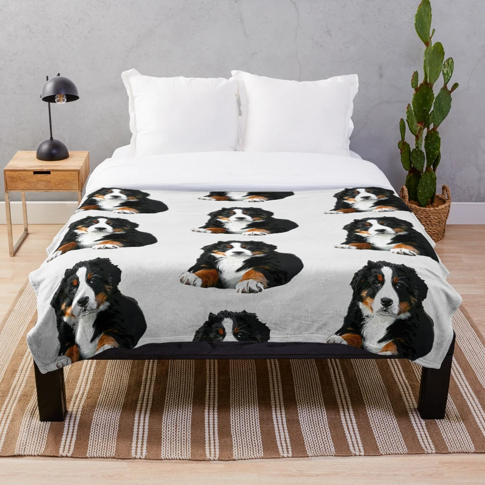 Soft and cuddly Bernese Mountain Dog plush blanket
