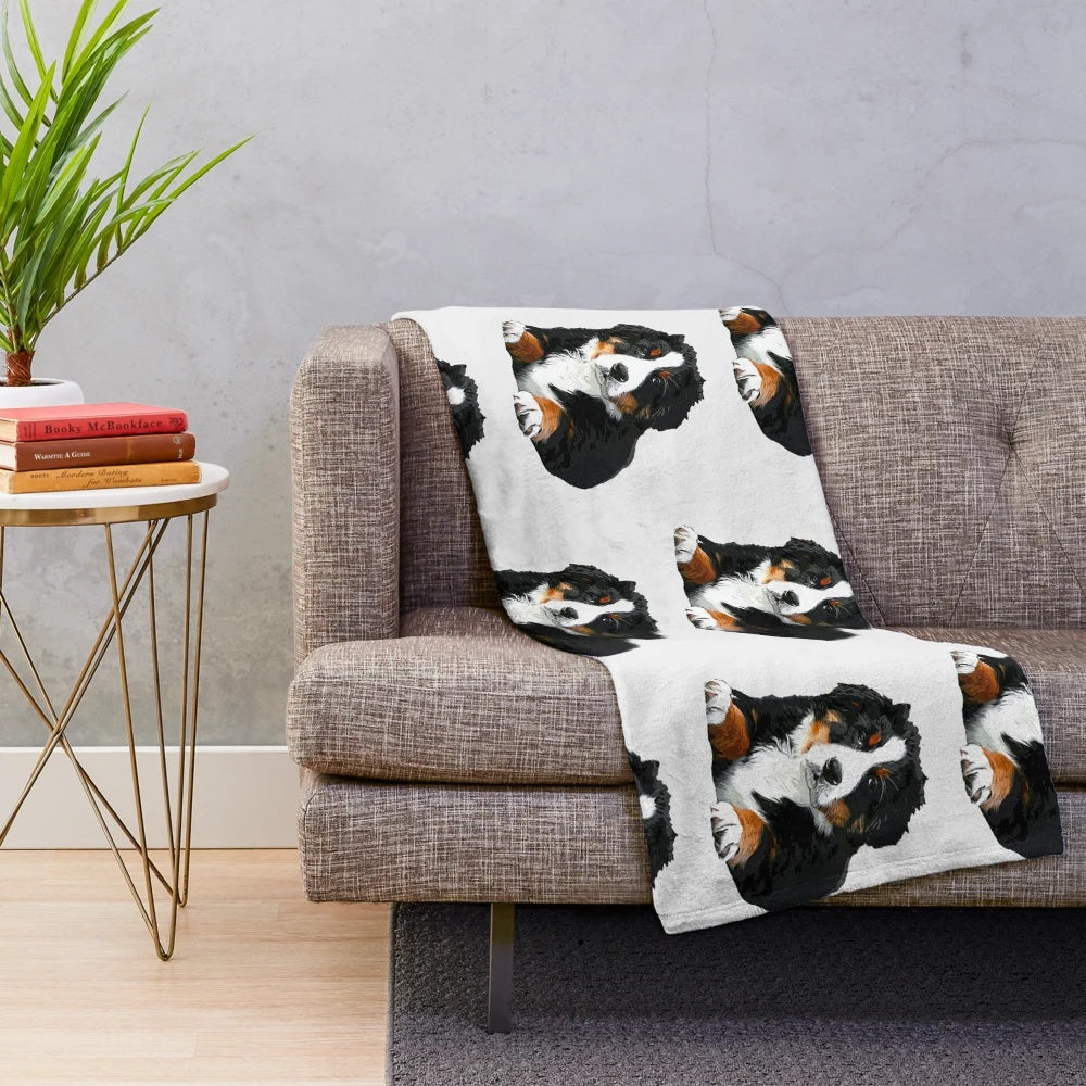 Soft and cuddly Bernese Mountain Dog plush blanket