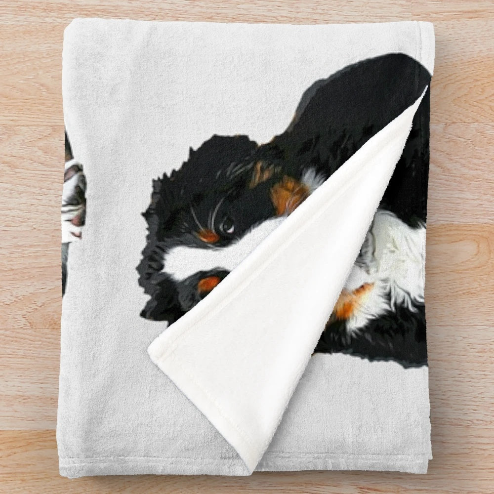 Soft and cuddly Bernese Mountain Dog plush blanket