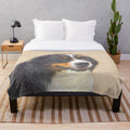 Bernese Mountain Dog Plush Blanket with Soft, Cozy Fabric