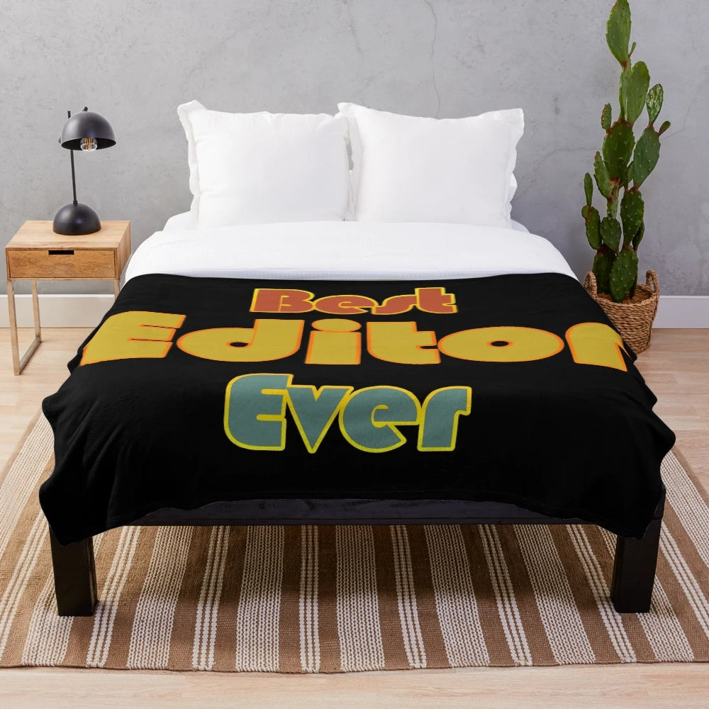 Plush blanket with "Best Editor Ever" design