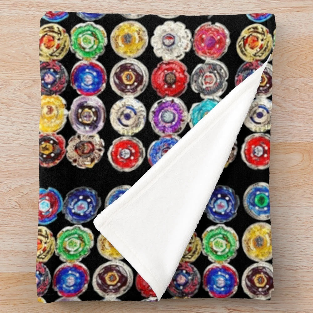Beyblade Burst inspired plush blanket for anime fans