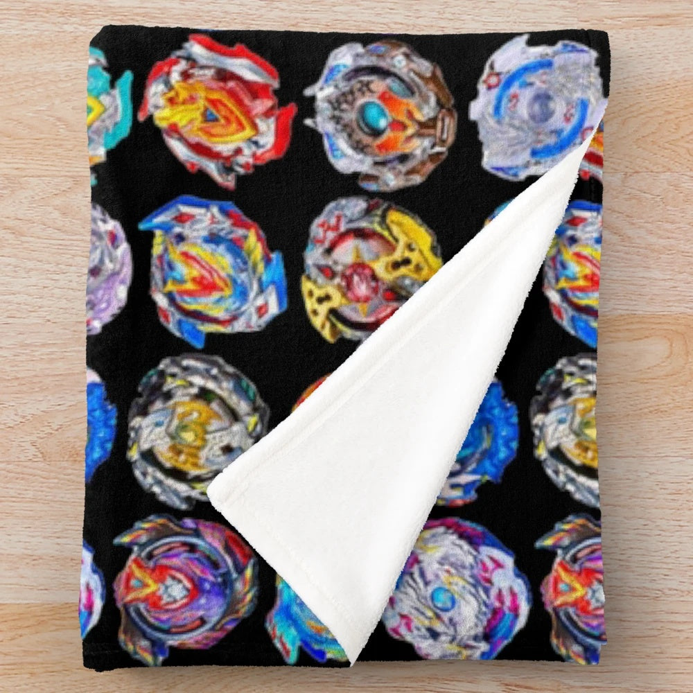 Beyblade-themed plush blanket for Beyblade fans
