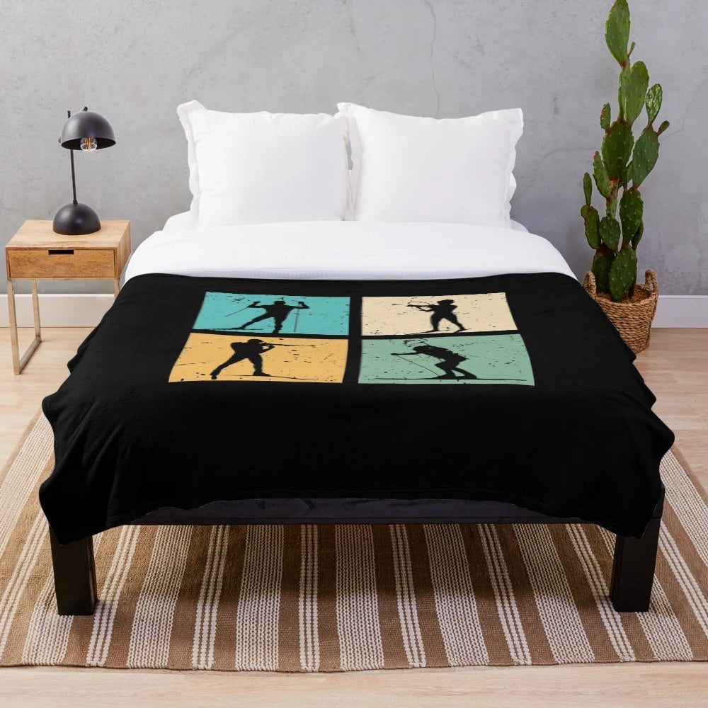 Biathlete Skier Plush Blanket for Winter Sports Fans