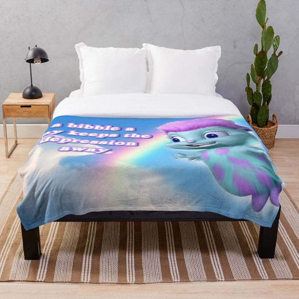 Soft plush bibble meme blanket for college dorm and home