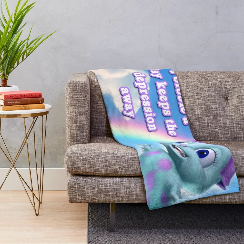 Soft plush bibble meme blanket for college dorm and home