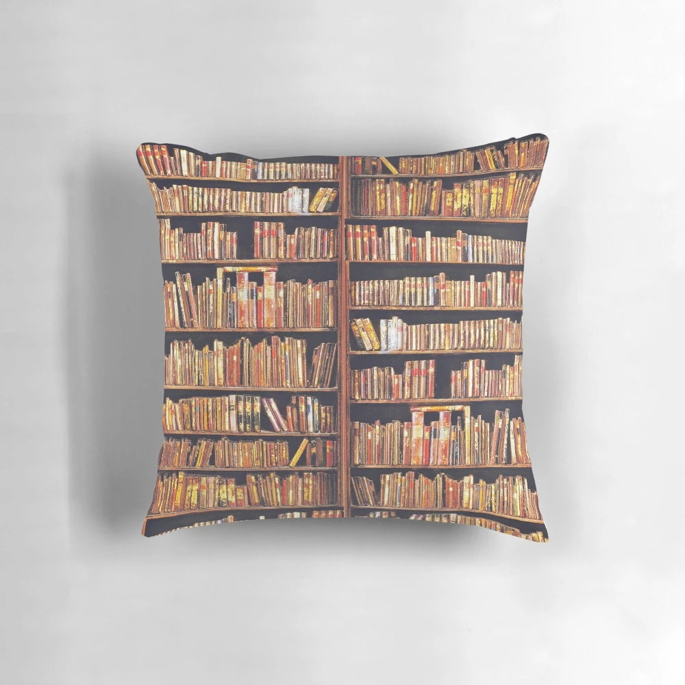 Soft, decorative pillow featuring a stack of books design for book lovers and bibliophiles