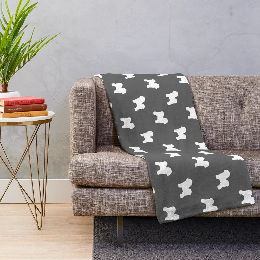 Bichon Frise silhouette design on a soft, plush blanket