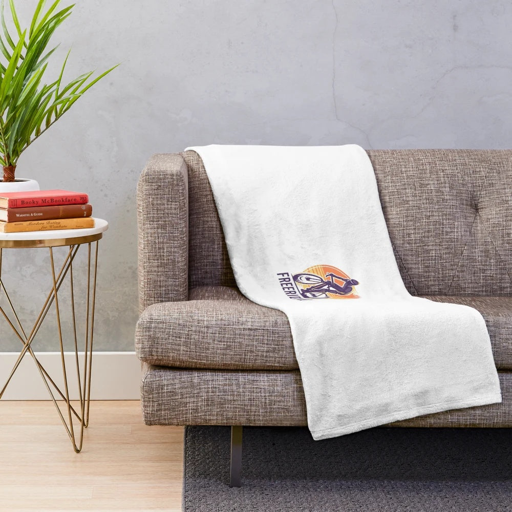 Plush blanket with bicycle and hobbies design