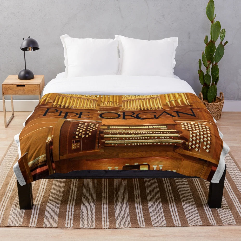 Big pipe organ plush blanket for music and church lovers
