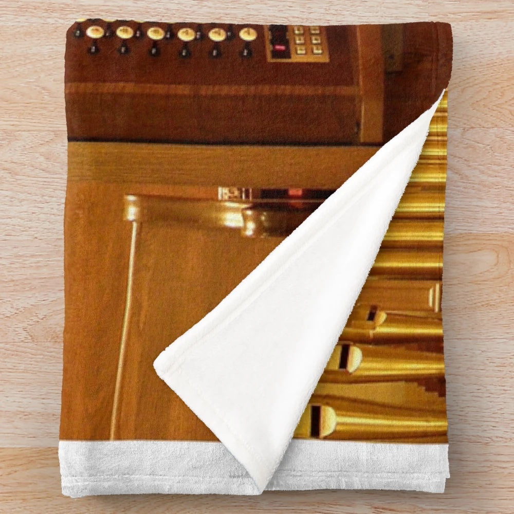 Big pipe organ plush blanket for music and church lovers