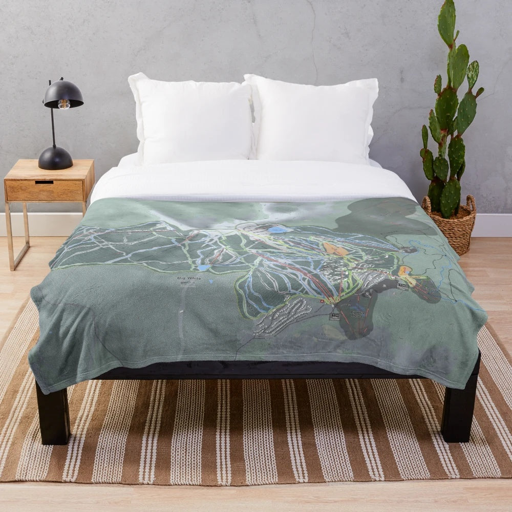 Big White Resort Ski Trail Map Plush Blanket