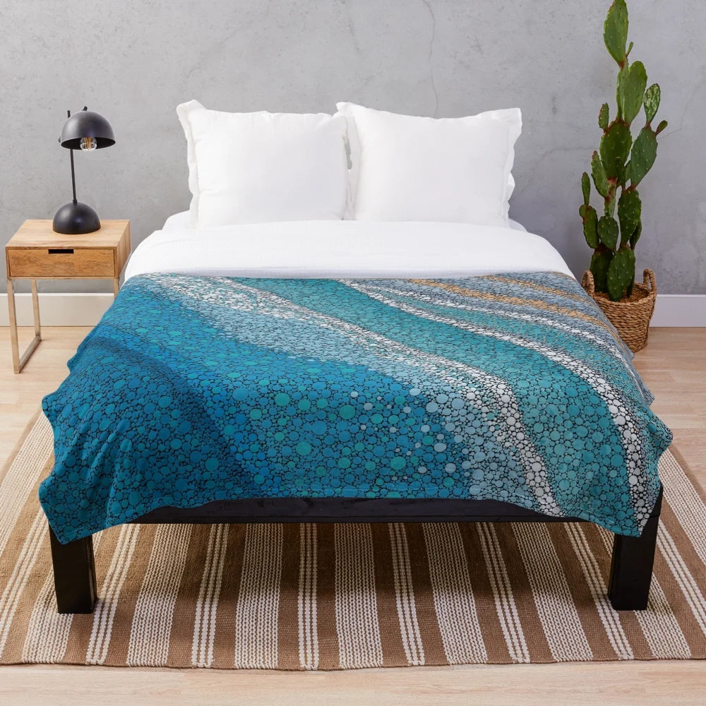 Cozy plush blanket with Bigambul-inspired ocean-themed artwork