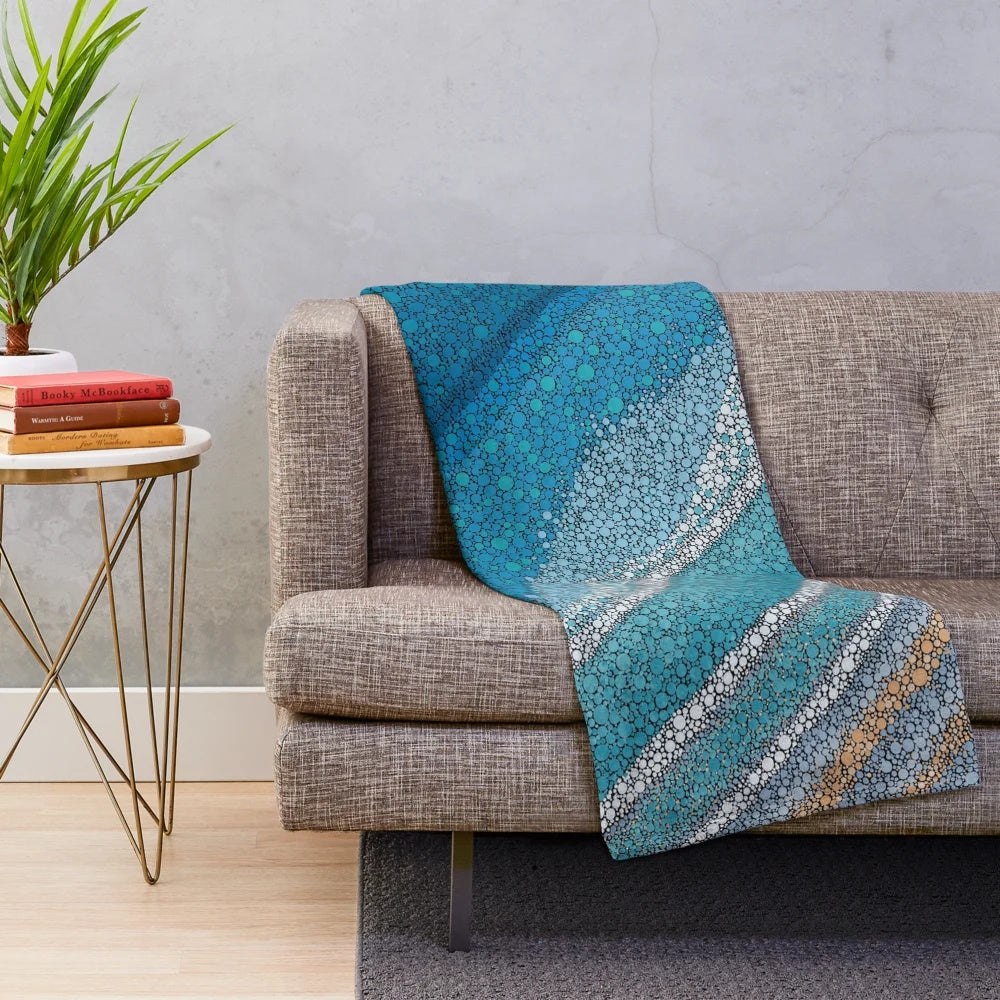 Cozy plush blanket with Bigambul-inspired ocean-themed artwork
