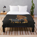 Bigfoot and dachshund plush blanket
