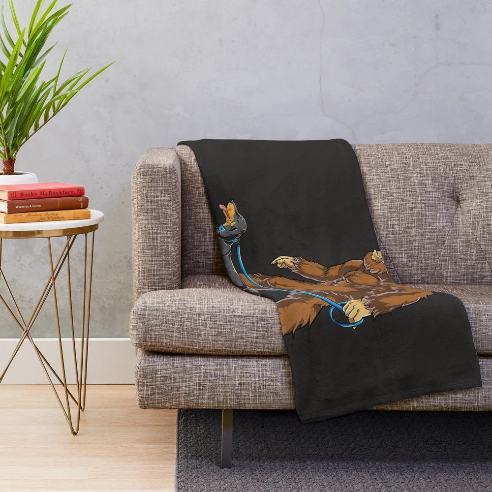 Bigfoot and dachshund plush blanket