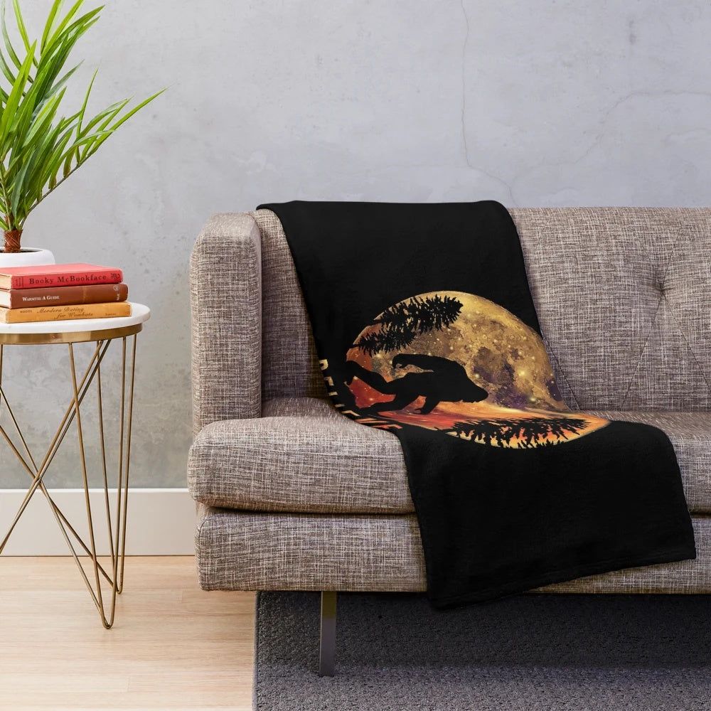 Bigfoot Sasquatch Silhouette Plush Blanket for Pacific Northwest Enthusiasts