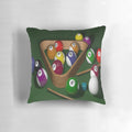 Soft, decorative billiards-themed pillow featuring a realistic pool table design