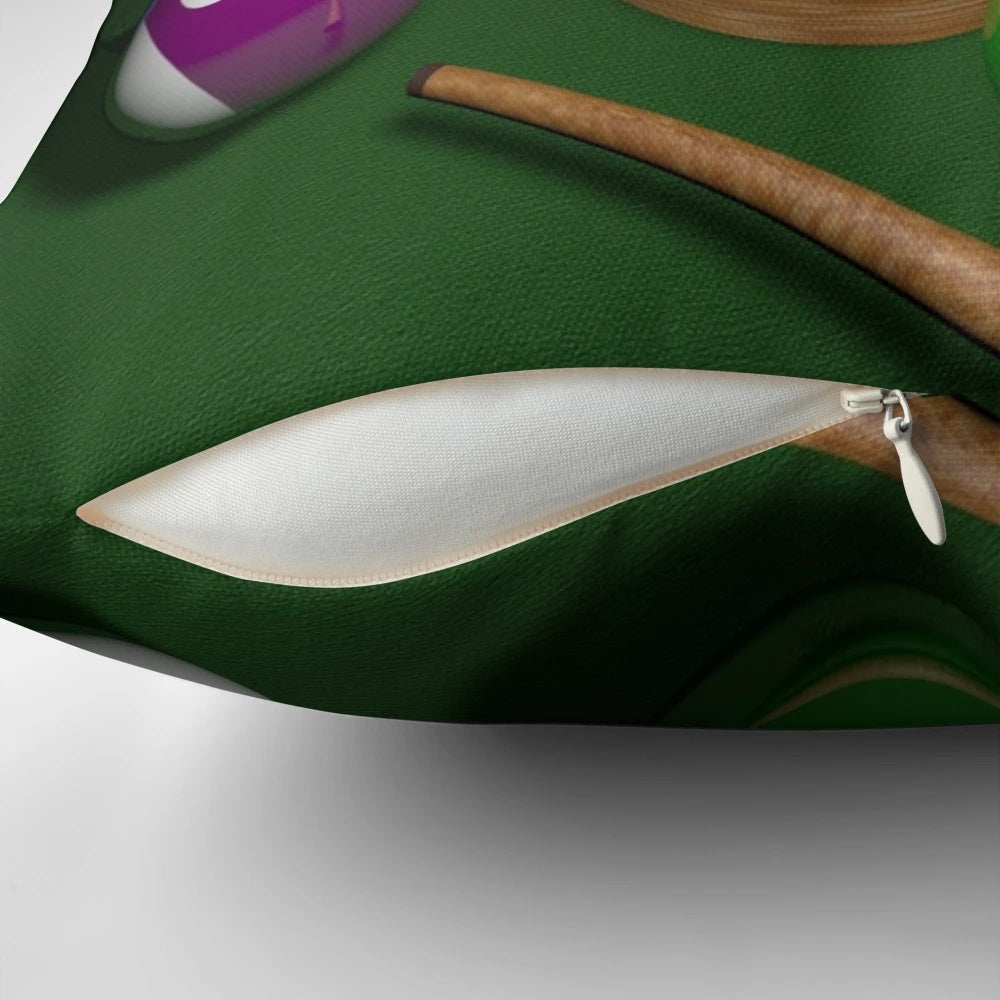 Soft, decorative billiards-themed pillow featuring a realistic pool table design