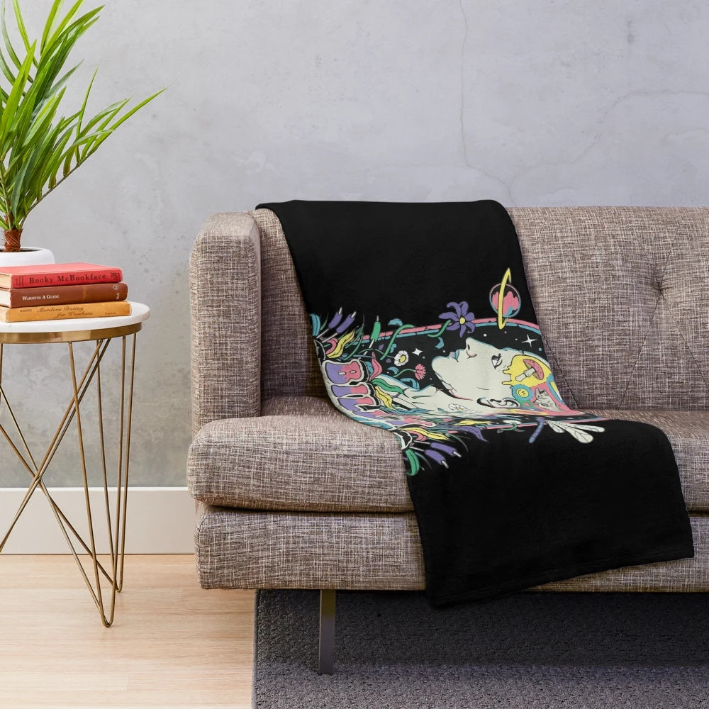 Billy Strings plush blanket featuring concert graphics
