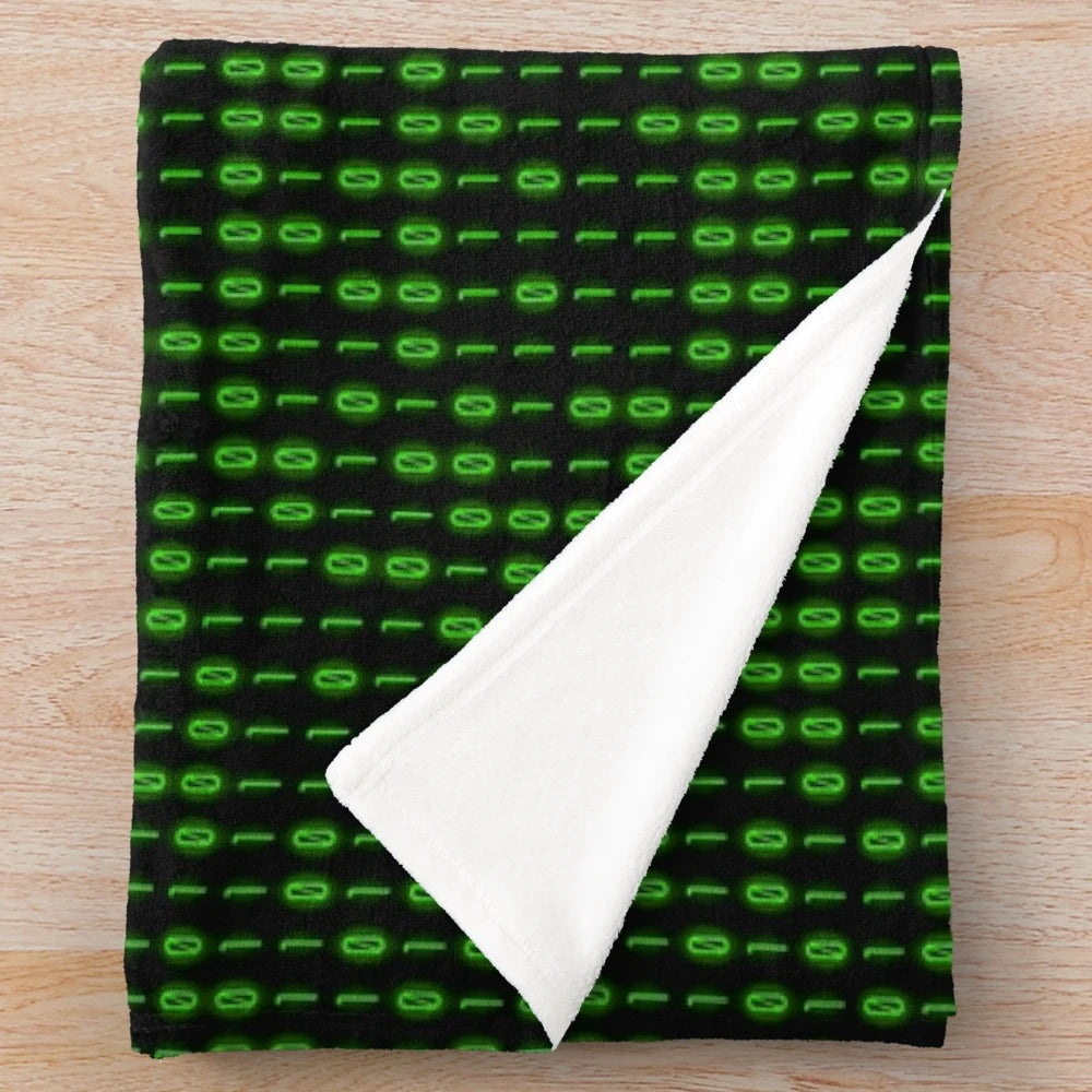 Binary code printed plush blanket