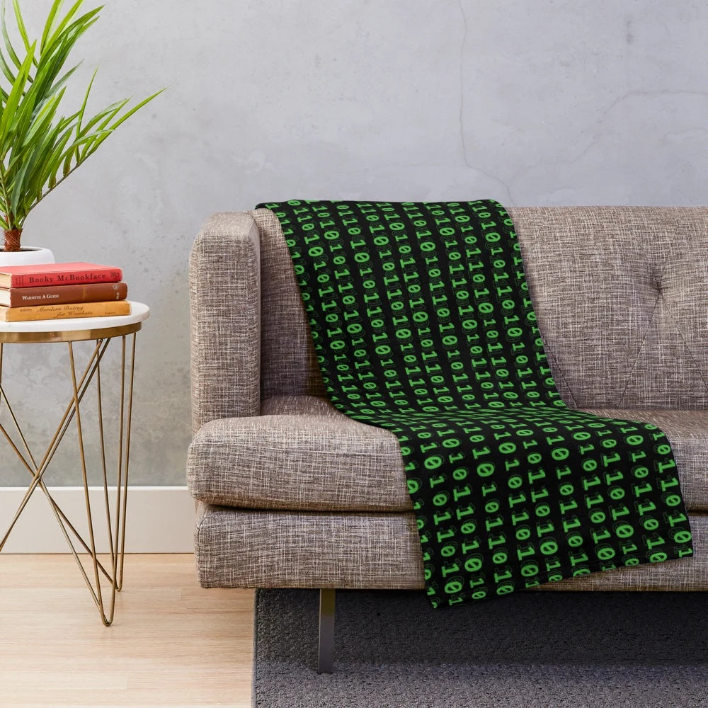 Plush blanket with binary numbers design for computer programmers