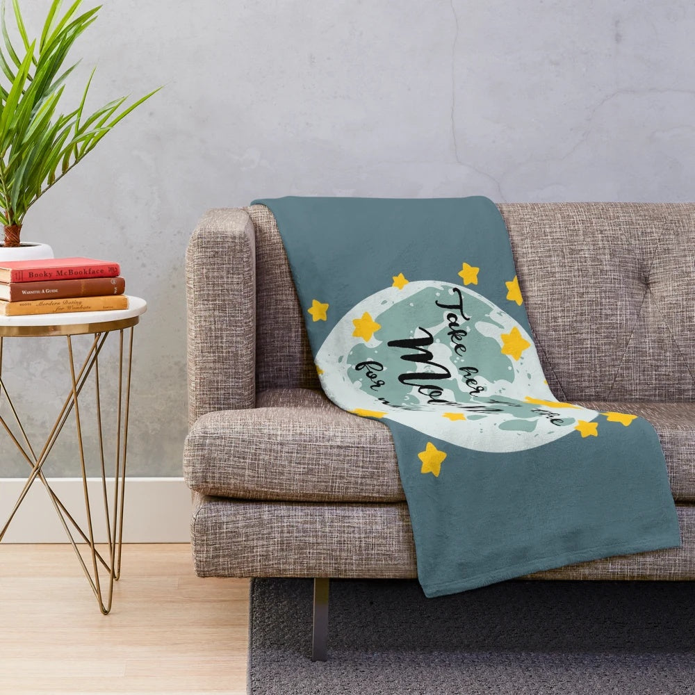 Bing Bong-themed plush blanket with moon and stars