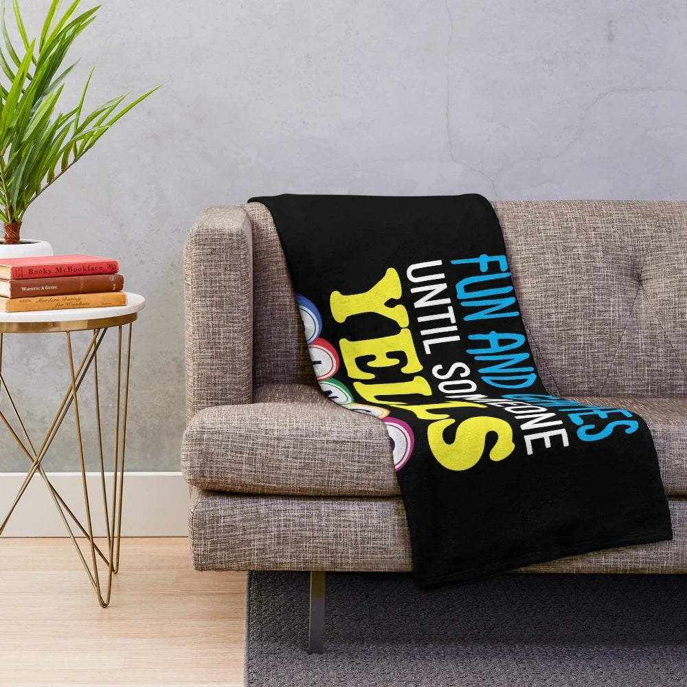 Funny Bingo Lover Plush Blanket with Bingo Themed Design