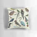 Decorative bird-themed pillow with vibrant bird illustrations perfect for bird enthusiasts and nature lovers.