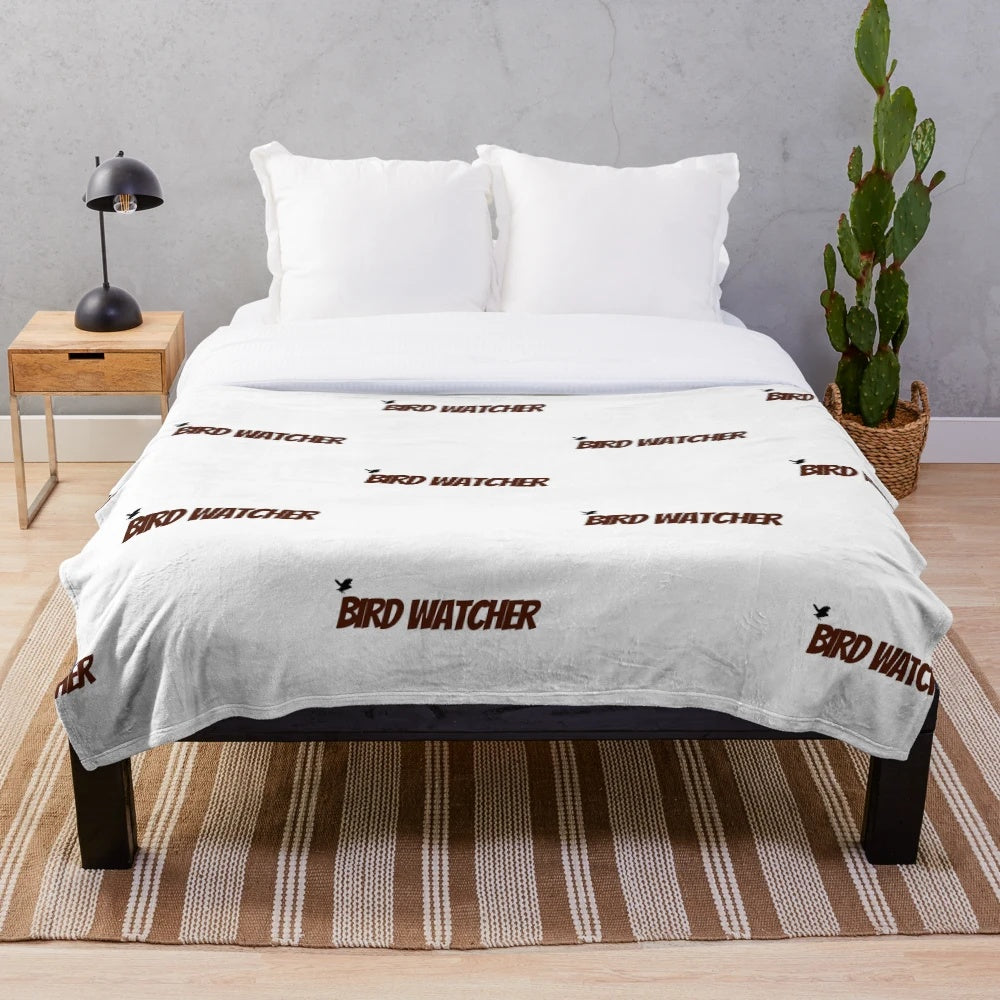 Bird watcher plush blanket with realistic bird design