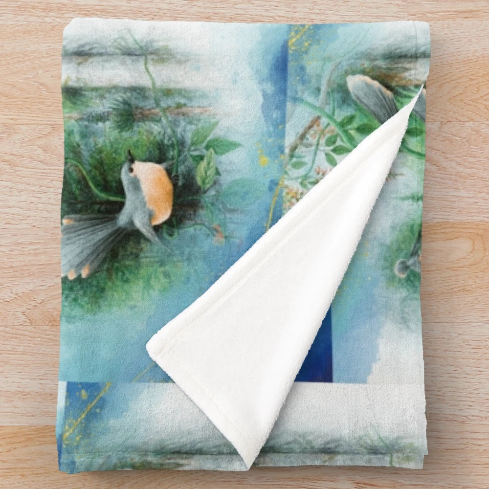 Beautiful birds couple plush blanket for home decor