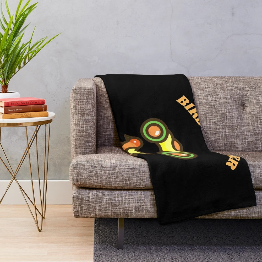Birdwatcher plush blanket in a minimalist, retro design