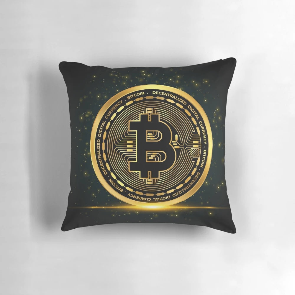 Plush bitcoin cryptocurrency pillow for comfort and style