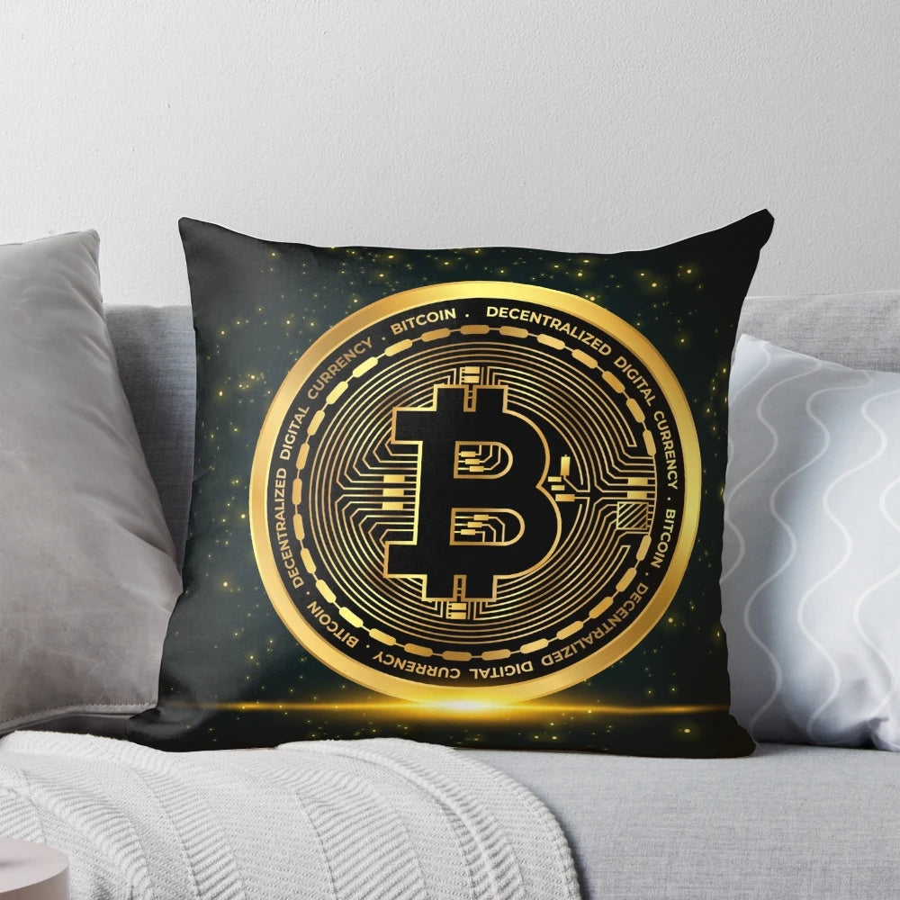 Plush bitcoin cryptocurrency pillow for comfort and style