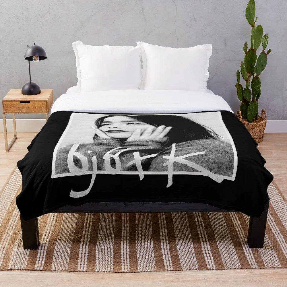 Soft, plush blanket featuring Bjork, the iconic Icelandic singer and musician