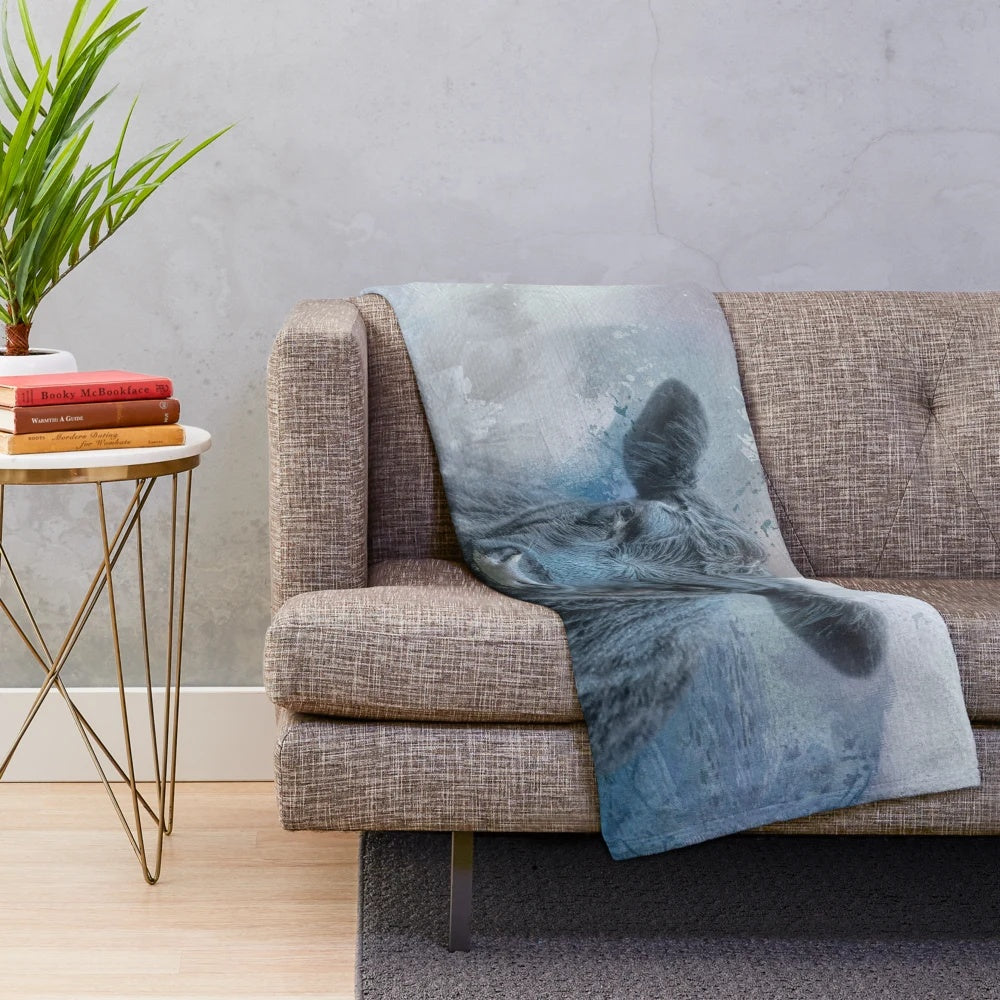 Black Aberdeen Angus Cow Plush Blanket