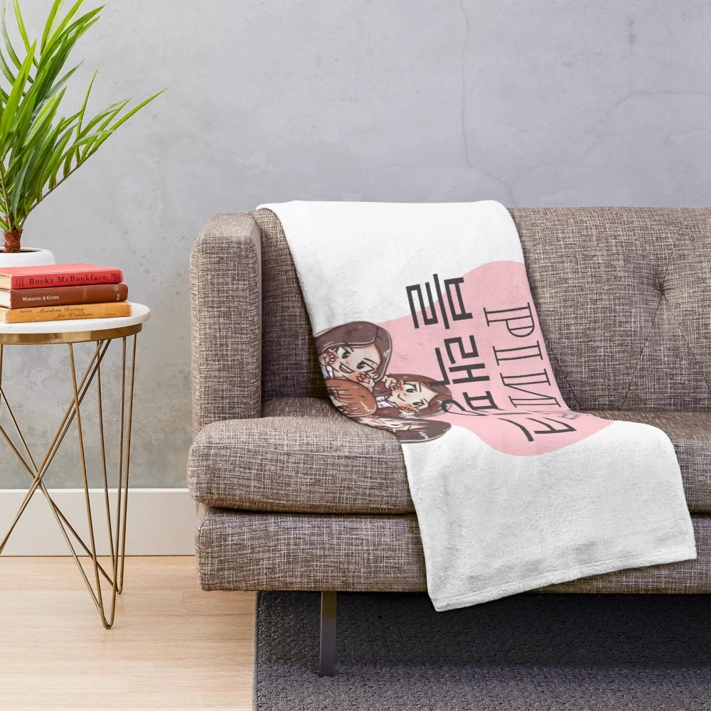 Soft black and pink plush blanket featuring a music band design