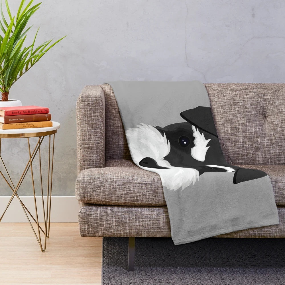 Black and silver schnauzer plush blanket