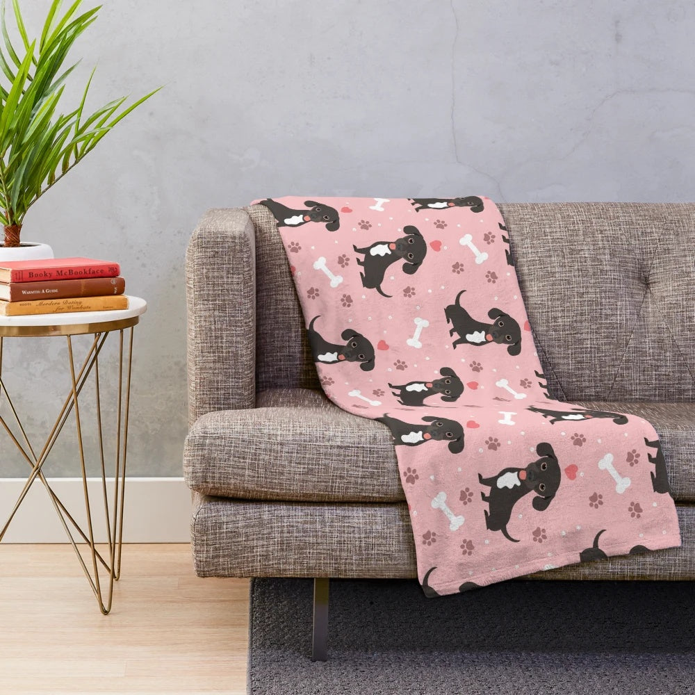 Soft and Cuddly Black and White Chiweenie Mix Plush Blanket